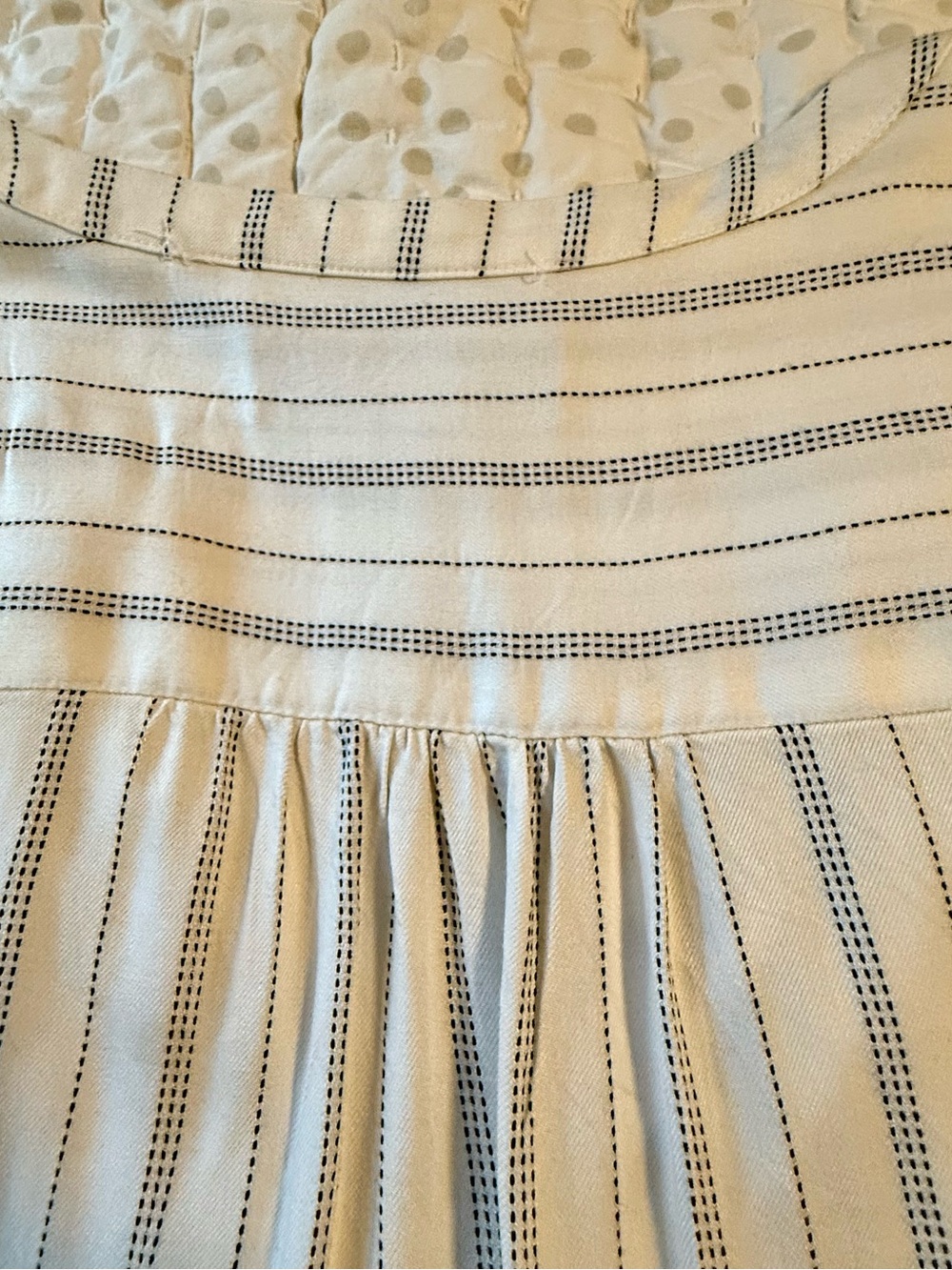 LOFT White Striped Split Neck Shirt - Picture 5 of 8